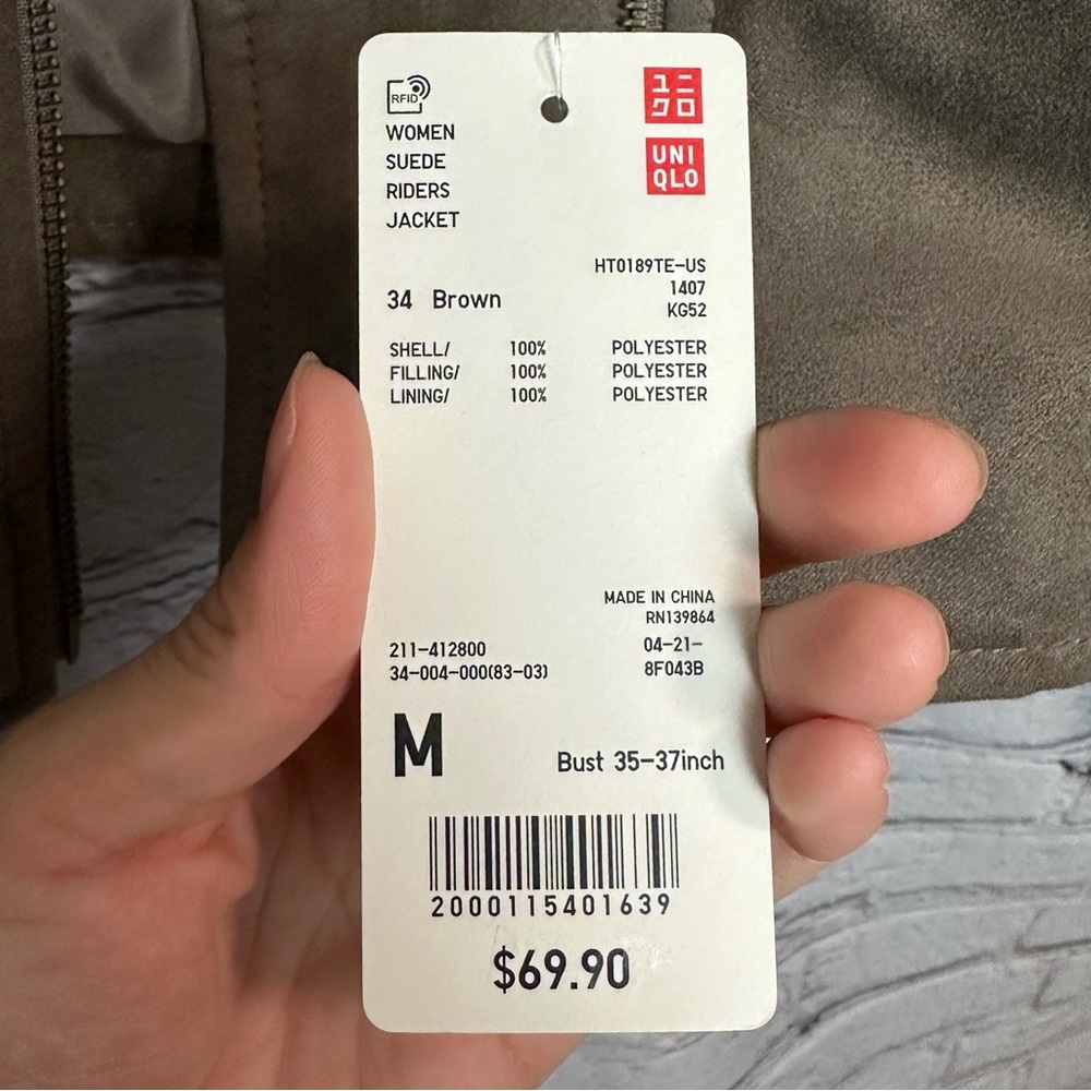 NWT Uniqlo Suede Moto Jacket - Picture 8 of 11